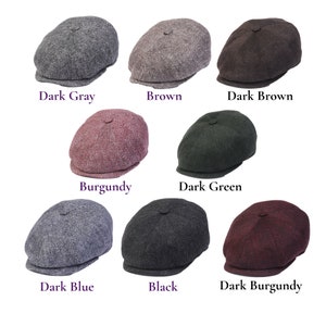 Herringbone Wool 8 Panels Newsboy Cap, Peaky Blinders Hat, Baker Boy Flat cap, Gatsby Hat, Groomsman Hat, Man Winter Hat, Paperboy Hat image 2