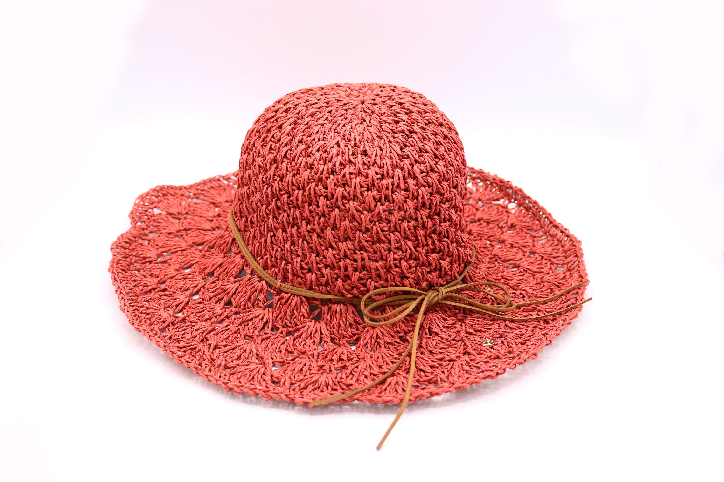 MapCaps Summer Wide Brim Beach Hat Burnt Orange Coral Corduroy Wide Brim Sun Hat - Rust – Blue Corduroy main image 4