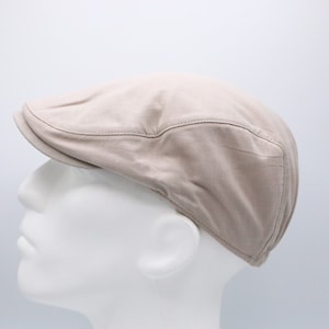 Beige Cotton Summer One Size Flat Cap, Peaky Blinders Hat, Baker Boy Hat,Irish flat cap, Gatsby Hat, Summer Men Hat, Ivy League Hat image 2