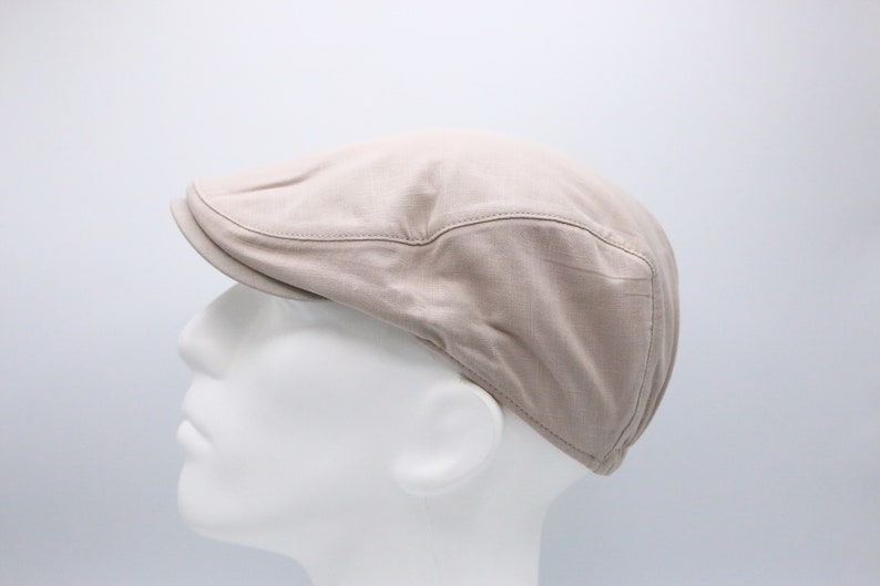 Beige Cotton Summer One Size Flat Cap, Peaky Blinders Hat, Baker Boy Hat,Irish flat cap, Gatsby Hat, Summer Men Hat, Ivy League Hat image 2