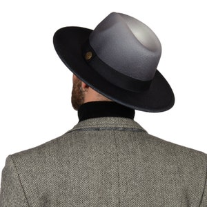 White Ombre Fedora Hat, Vegan Felt Stiff Brim Hat, Men Winter Hat, Women Wide Flat Brim Hat, Stiff Fedora Hat, Bridesmaid / Groomsman Hat