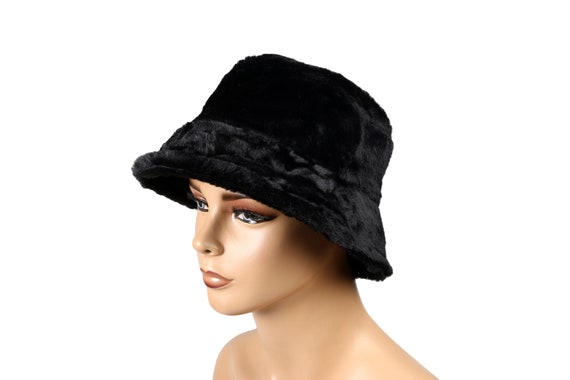 Chapeau en cuir noir pour femme, fausse fourrure, fourrure, Bob, mode  coréenne, casquette de pêche, chapeaux