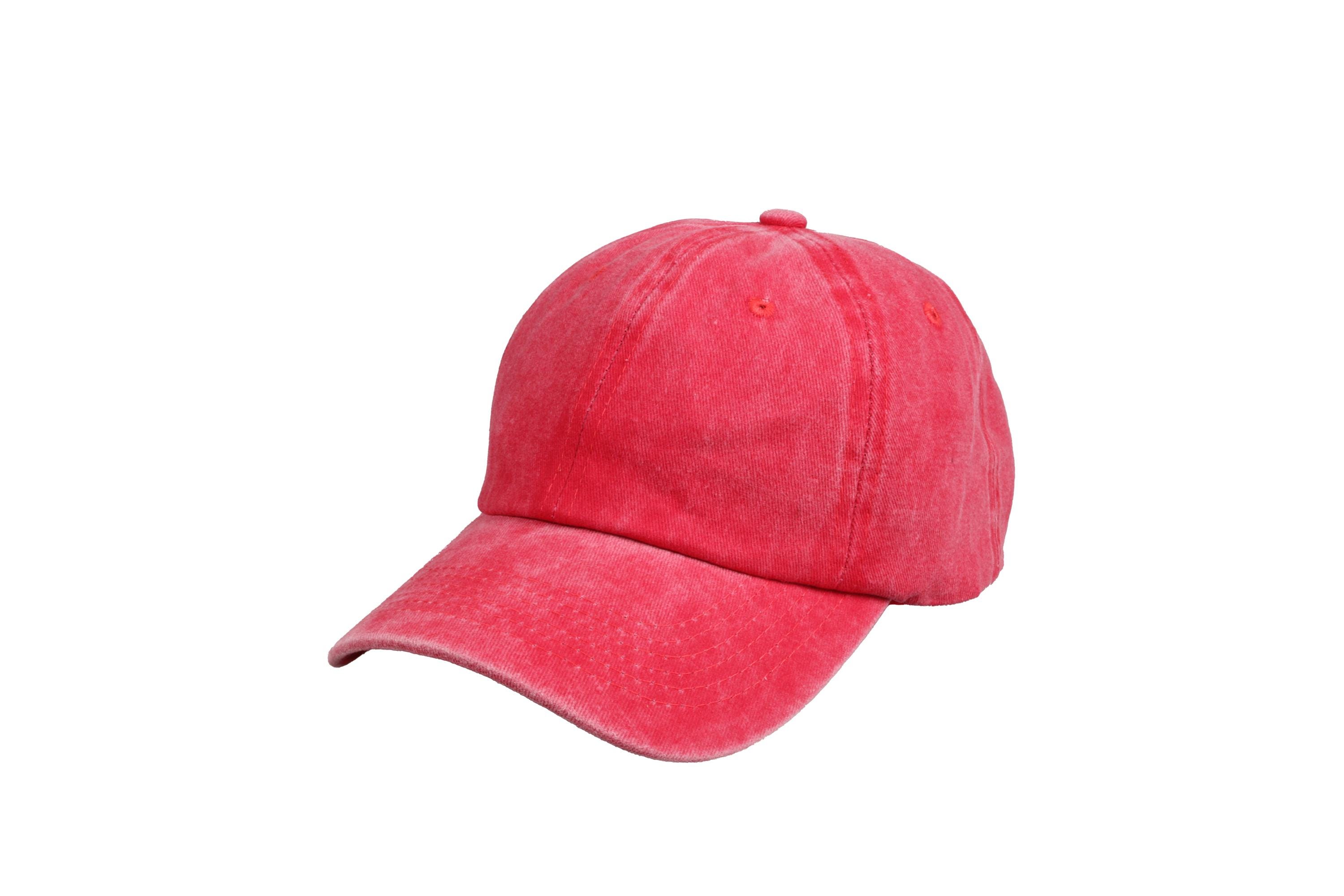 Red Cotton Summer Baseball Cap, Hatsquare Pigment Dyed Cap, Men