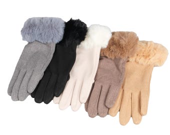 Colorful Fleece Gloves , Touchscreen Women Winter Gloves, Female One Size Glove, Flexible Gloves , Hatsquare Gloves