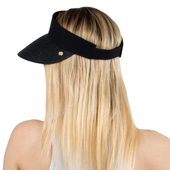 Black Straw Visor, Women Summer Hat, Visor for Womens, Wide  display picture 2