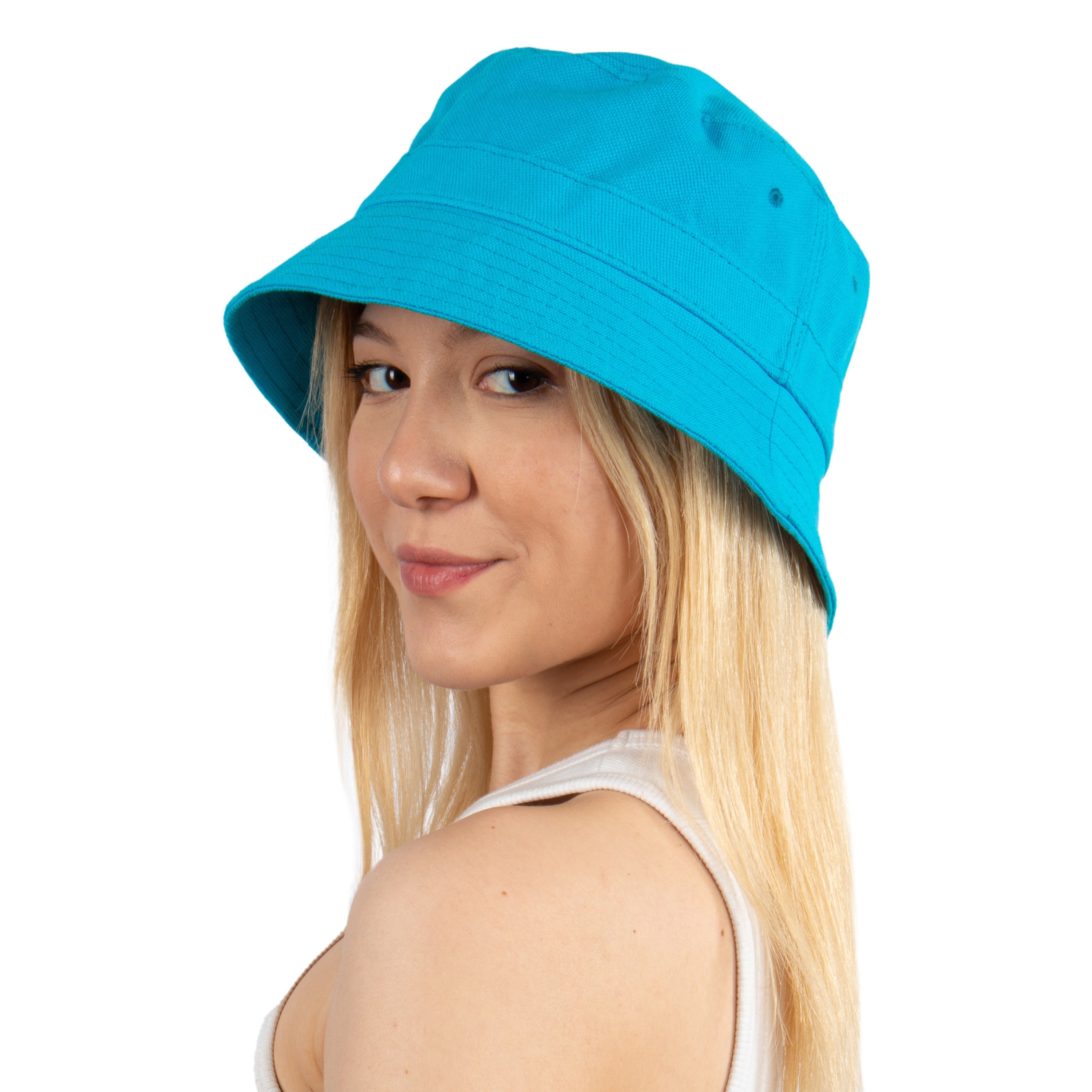 Turquoise Cotton Bucket Hat, Women Bucket Hat, One Size Hat, Women Summer Hat, Neon Color Summer Hat, Hatsquare Women Hat, Summer Sun Hat
