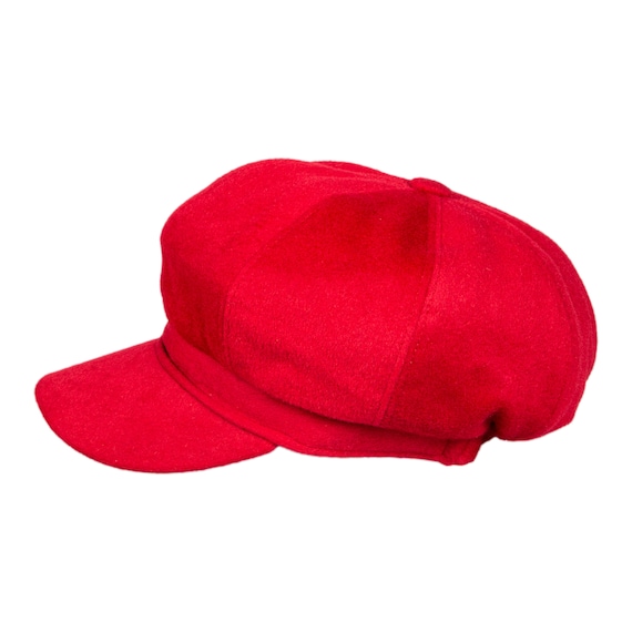 Red Wool Women Newsboy Cap, Women 8 Panels Cap, Peaky Blinders Hat
