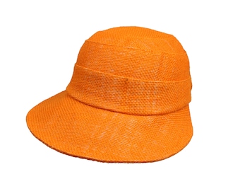 Oranje romantische jutehoed met brede rand, jutehoed met brede rand, vakantiehoed, vierkante dames zomerhoed, strandhoed, bohohoed, opvouwbare zonnehoed, bruidsmeisjeshoed