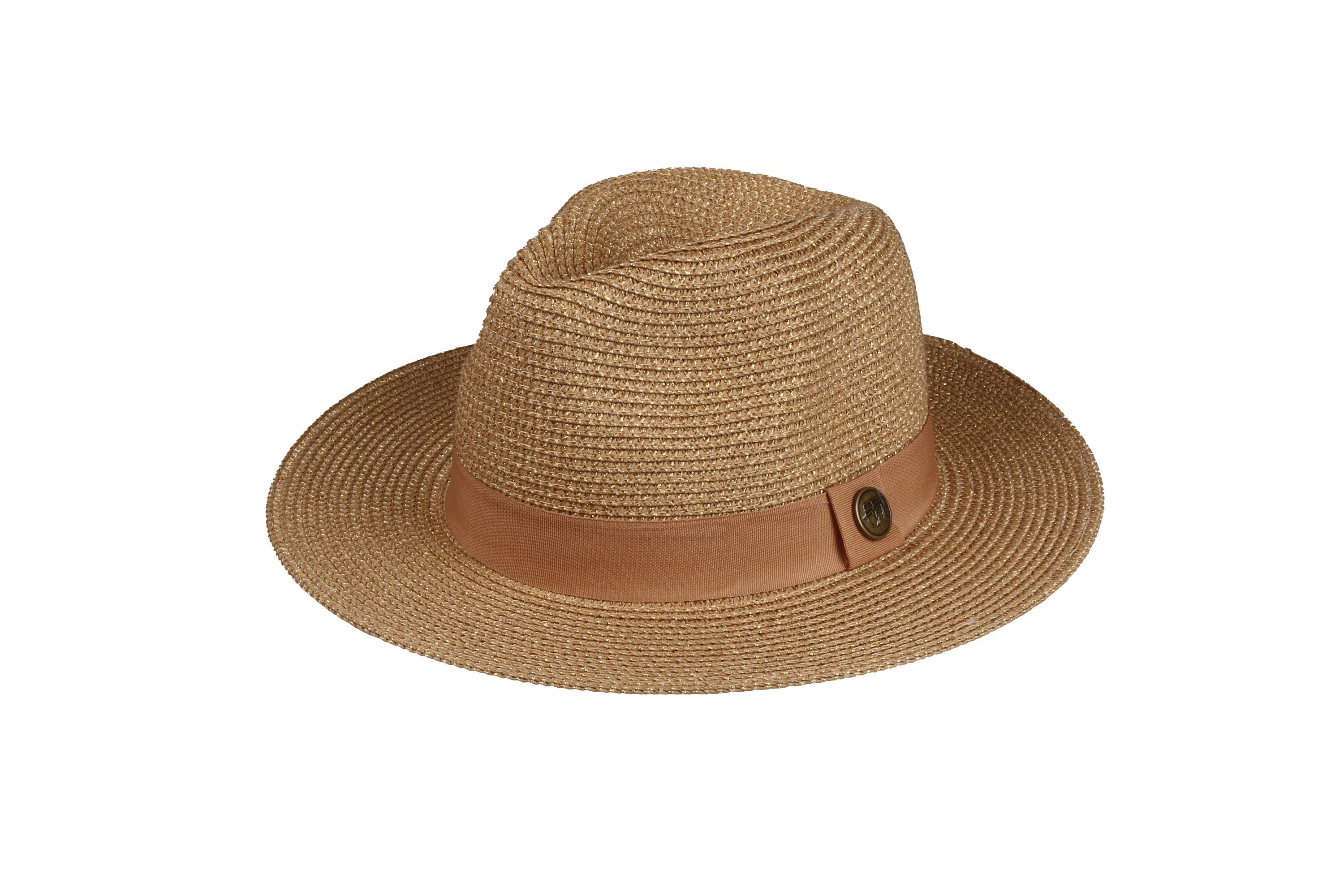 Camel Gold Glitter Straw Panama Hat, Mid-stiff Brim Hat, Hatsquare
