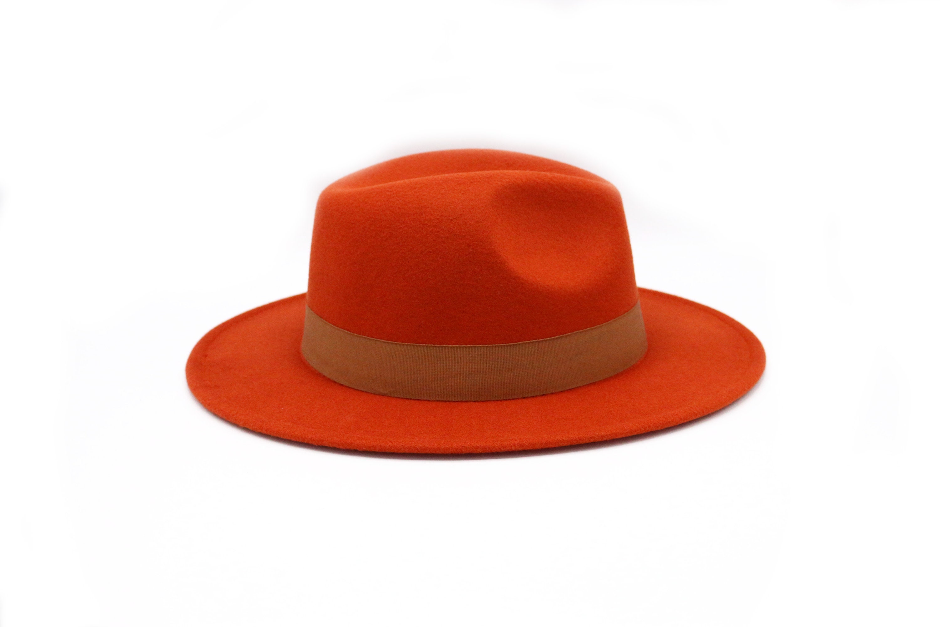 Orange Wide Brim Fedora Hat Women\'s Adjustable Vegan Wool- Boho Autumn Vibes New Orange Fedora Hats for Women for sale | eBay main image 3