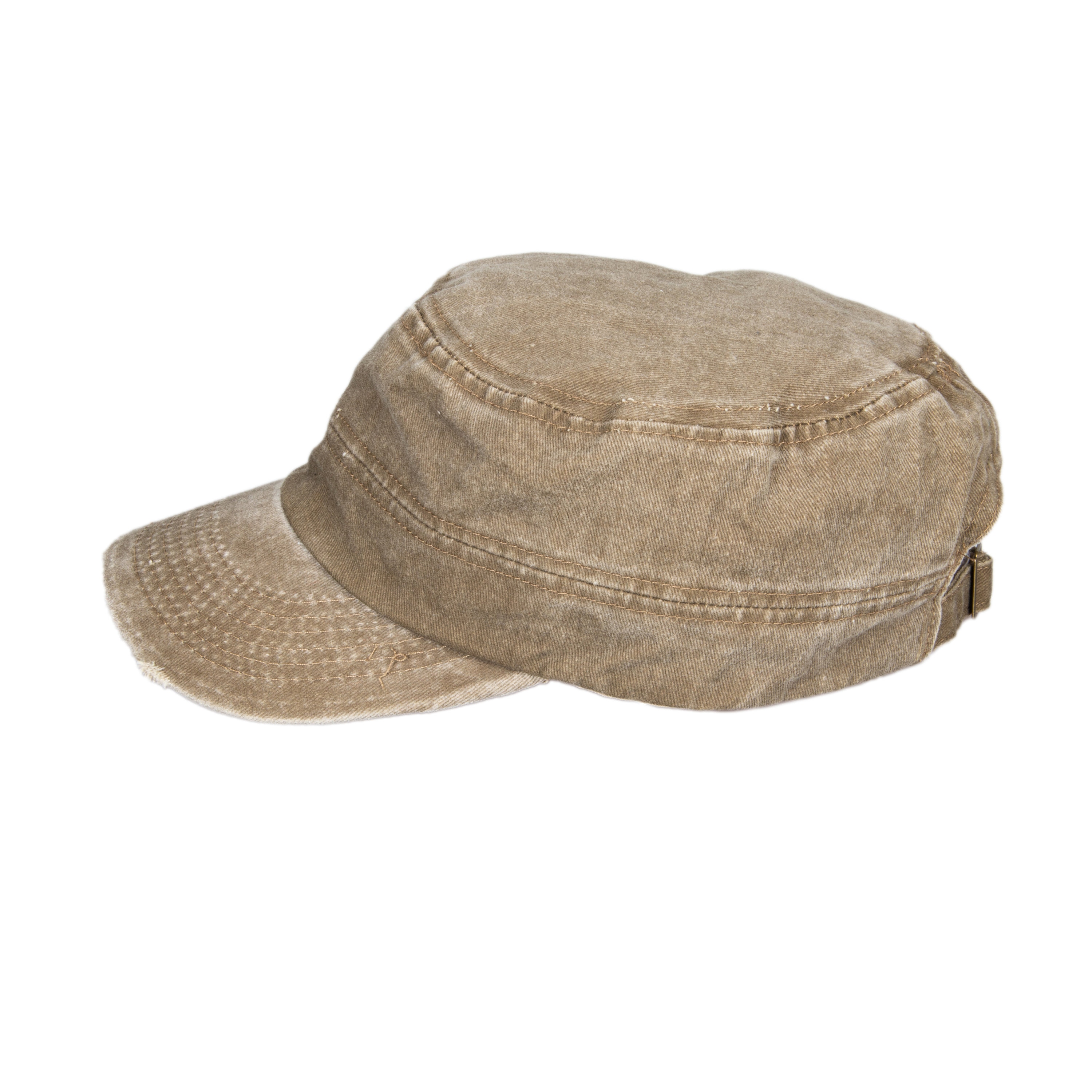 Brown Summer Pigment Dyed Cotton Military Cap, Army Style Hat, Castro ...