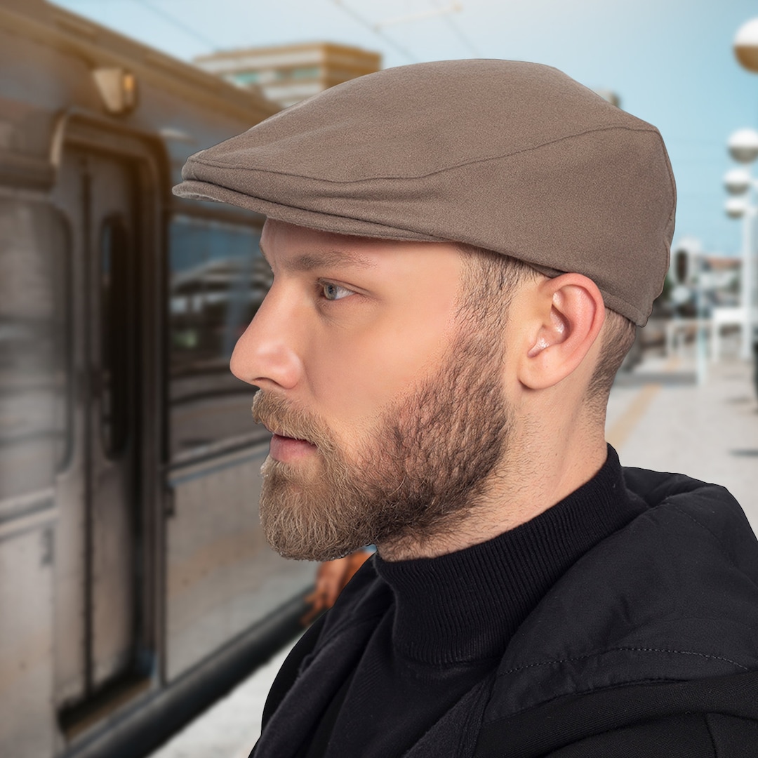 Brown 100% Wool One Size Flat Cap, Hatsquare Baker Boy Hat, Peaky