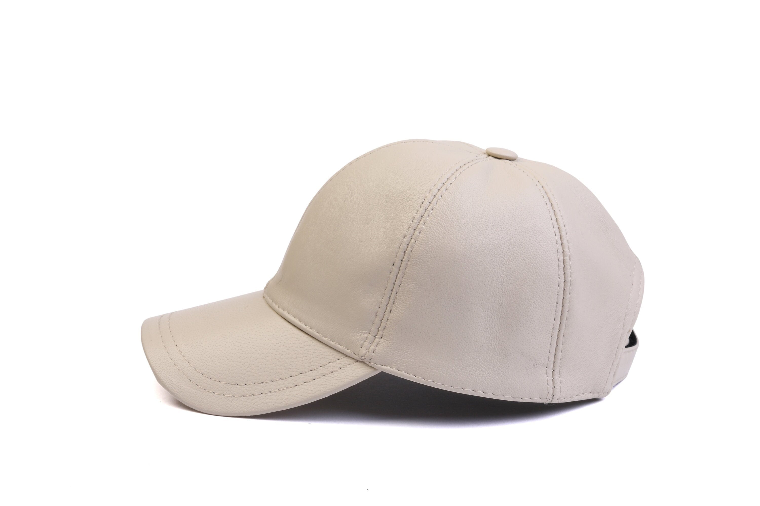 Beige leather baseball sales cap