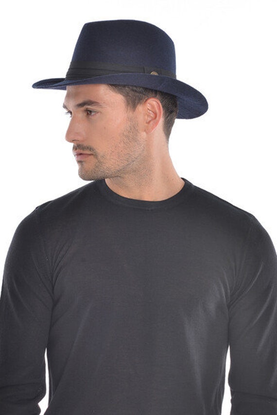 Dark Blue Cowboy Hat Faux Felt Cowboy 
