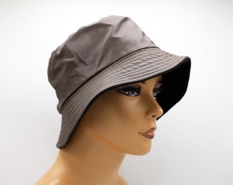 Dark Brown Water Resistant Women Bucket Hat, Fleece Lined Bucket Hat, One Size Hat, Women Hat, Rain Hat, Birthday Gift, Christmas Gift