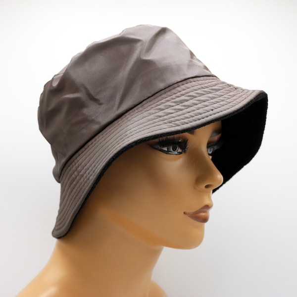 Chapeau seau femme résistant à l'eau marron foncé, chapeau seau doublé polaire, chapeau taille unique, chapeau femme, chapeau de pluie, cadeau d'anniversaire, cadeau de Noël