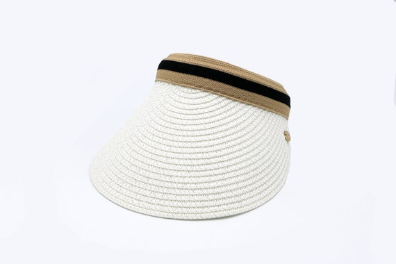 White Sun Visor Wide Brim Hat Visor Hats for Women, Summer Wide Brim Sun Hat with Ponytail  main image 2