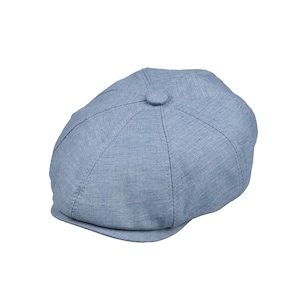 Blauwe linnen zomer krantenverkoperpet met 8 panelen, Peaky Blinders-hoed, Hatsquare Baker Boy-hoed, Ierse platte pet, lichtgewicht vintage herenhoed, klimophoed