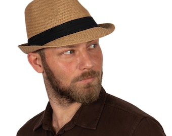 Colorful Straw Fedora Hat, Summer Fedora Hat, Beach Hat, Men Summer Hat, Women Sun Boho Hat, Short Brim Hat, Groomsmen Gift, Bridesmaid Hat