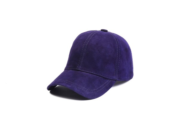 Personalized Purple Suede Baseball Cap,Leather Hat, Man Suede Hat, Adjustable Leather Cap, Women Suede Cap, Personalized Gift