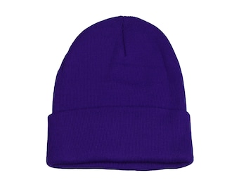 Lila Basic Beanie Mütze, Acryl Unisex Mütze, Hatsquare Wintermütze, Man Skull Cap, Winter Strickmütze mit Bündchen, Frauen Super weiche Mütze
