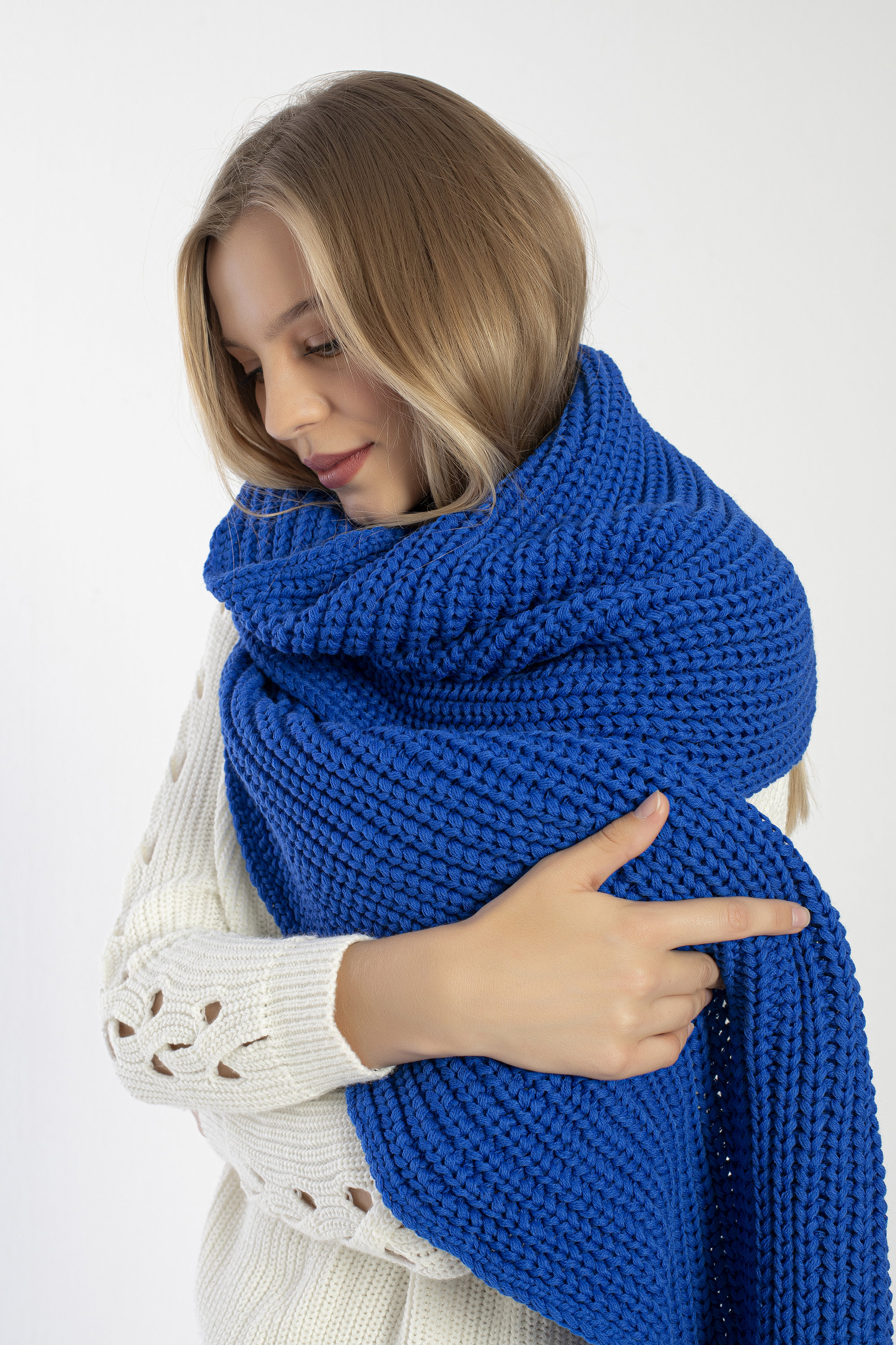 BLUE PETER Merino Wool Knitting Scarf – 10 Colors, Unisex, Made In Germany