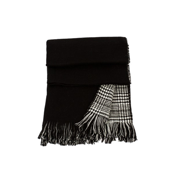 Écharpe noire double face pour femmes surdimensionnées d’hiver, châle d’hiver, écharpe de couverture pour femmes, châle Pashmina chaud d’hiver, cadeau de Noël