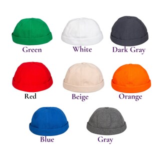 Berretto Unisex In Cotone Senza Tesa Docker - 3 Colori (Nero+Arancione+Grigio) - Regolabile Con Cinghia - Cappello Da Marinaio Skullcap