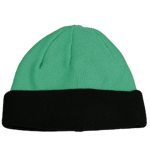 Green Black Beanie Cap,  Acrylic Reversible Unisex Beanie,  Hatsquare Man Winter Beanie, Double Layered Skull Cap, Winter Cuffed Knit Beanie
