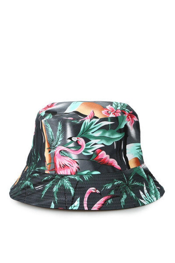 Black Pink Flamingo Bucket Hat 