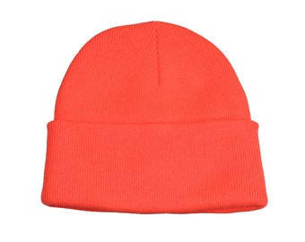 Orange Basic Beanie Mütze, Acryl Unisex Winter Beanie, Hatsquare Beanie, Mann Skull Cap, Winter Manschetten Strick Beanie, Frauen Super Soft Beanie