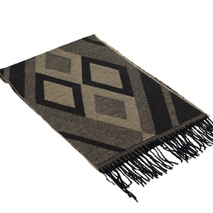 Milky Brown Geometric Pattern Wool Men Scarf, Suit Scarf, Scarves for Men, Winter Scarf, Wool Fabric Scarf, Birthday Gift, Christmas Gift