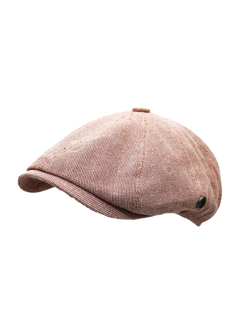 Brick Red Summer Linen 8 Panels Cap Peaky Blinders Hat Ivy League Hat Gatsby Hat Baker Boy Summer Hat,Irish flat cap
