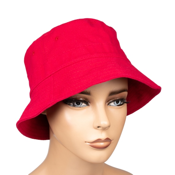 Red Cotton Bucket Hat, Women Bucket Hat, One Size Hat, Women Summer Hat, Neon Color Summer Hat, HATSQUARE Women Hat, Summer Sun Hat