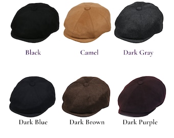 Casquette gavroche 8 lés en laine d'hiver, chapeau Peaky Blinders, casquette plate pour garçon Hatsquare Baker, chapeau Gatsby, chapeau de garçon d'honneur, chapeau d'hiver homme, chapeau Paperboy