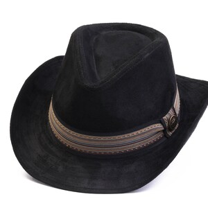 Black Cowboy Hat, Winter Men Hat, Fedora Hats, Western Style Cowboy Hat, Christmas Gift, Vintage Old Style Man Hat