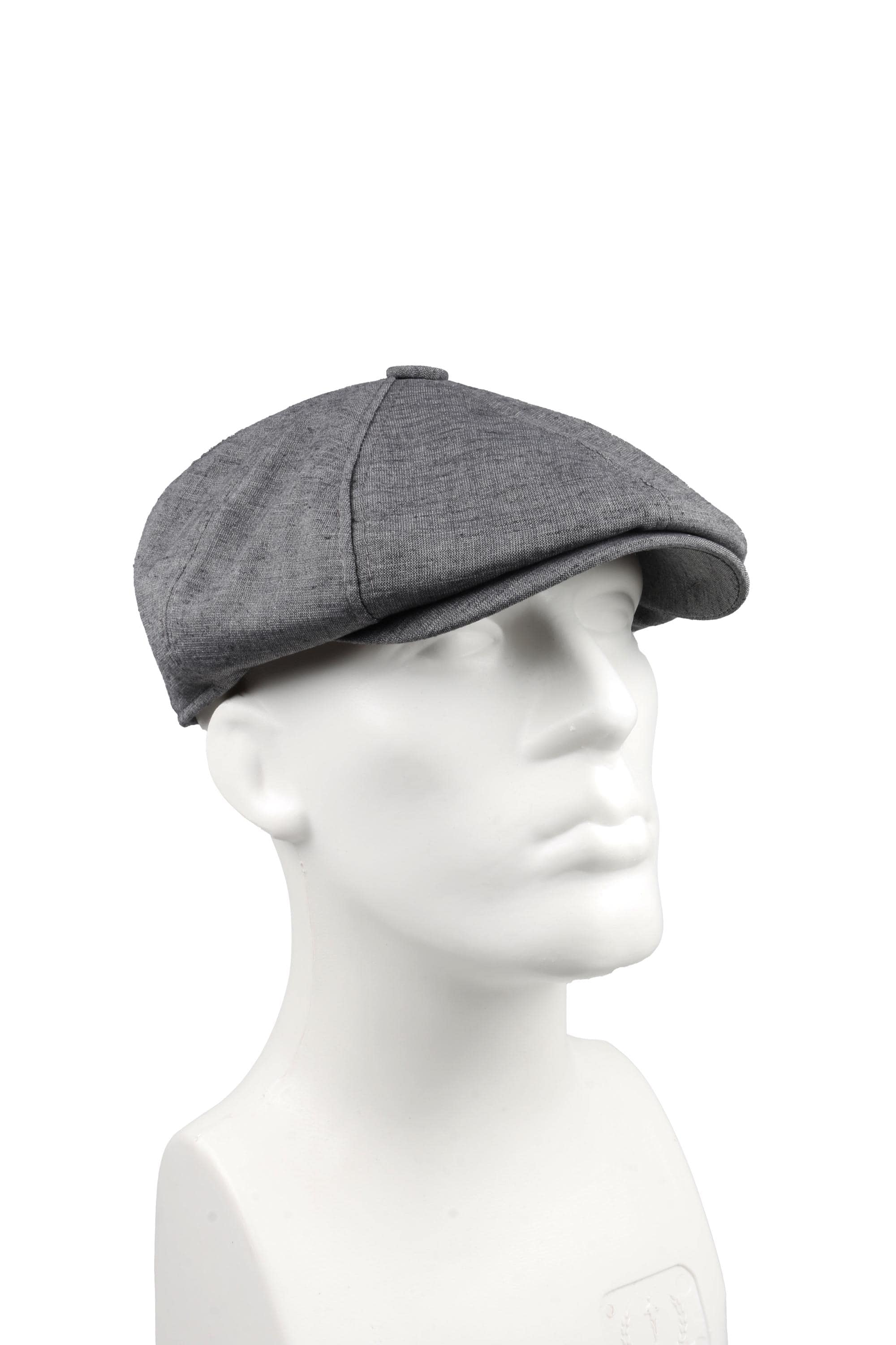 Dark Gray Linen Summer 8 Panel Newsboy Cap, Hatsquare Baker Boy