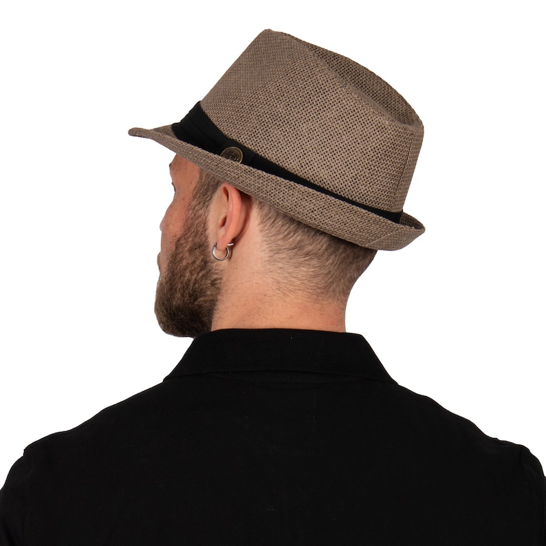 Kleurrijke stro Fedora hoed, zomer Fedora hoed, strandhoed, mannen zomerhoed, vrouwen zon Boho hoed, korte rand hoed, bruidsjonkers cadeau, bruidsmeisje hoed Mink