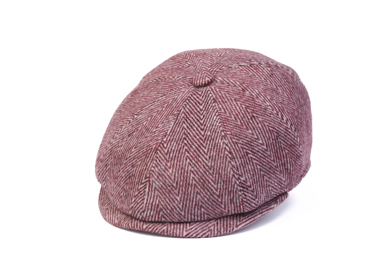 Herringbone Wool 8 Panels Newsboy Cap, Peaky Blinders Hat, Baker Boy Flat cap, Gatsby Hat, Groomsman Hat, Man Winter Hat, Paperboy Hat Burgundy