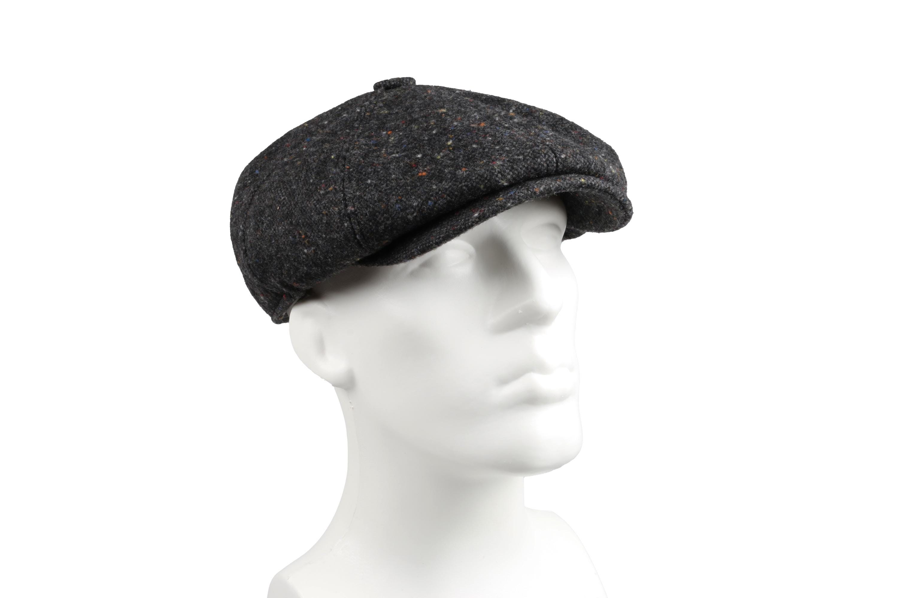 Black Tweed Wool 8 Panels Cap, Peaky Blinders Hat, Baker Boy Hat
