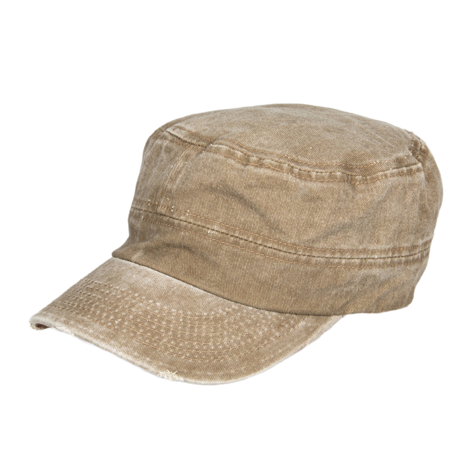 Brown Summer Pigment Dyed Cotton Military Cap, Army Style Hat, Castro ...