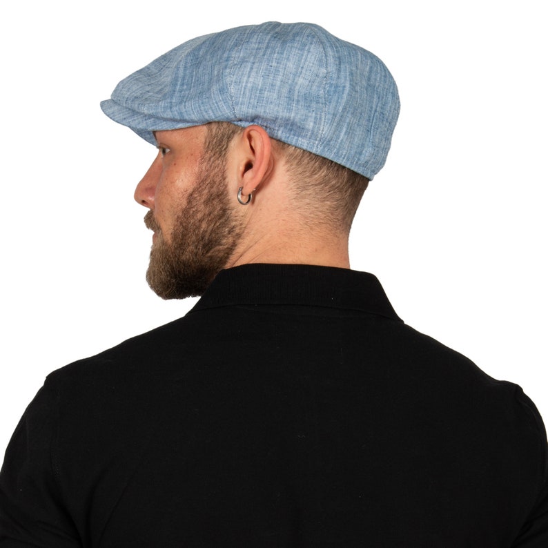 Himmel Blau Baumwolle Sommer 8 Panel Schiebermütze, Peaky Blinders Hut, Hatsquare Baker Boy Hut, Leichte Sommer Männer Hut, Hochzeit Groomsmen Cap Bild 6