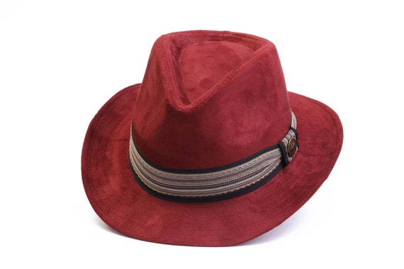Wine Red Cowboy Hat, Winter Men Hat, Fedora Hats, Western Style