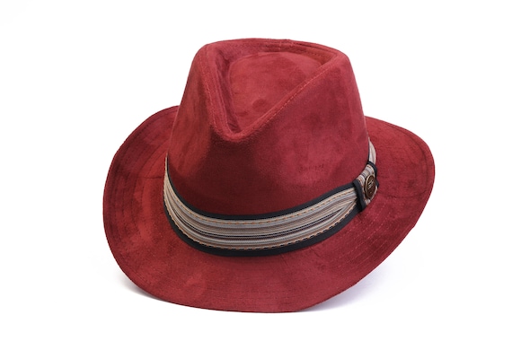 Wine Red Cowboy Hat, Winter Men Hat, Fedora Hats, Western Style