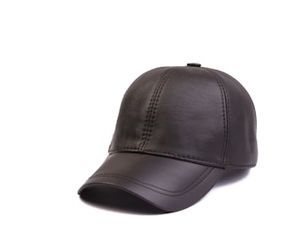 Dark Brown Leather Baseball Cap, Leather Hat, Adjustable Man Leather Baseball Cap, Women Baseball Cap, Sports Cap, Dad Hat