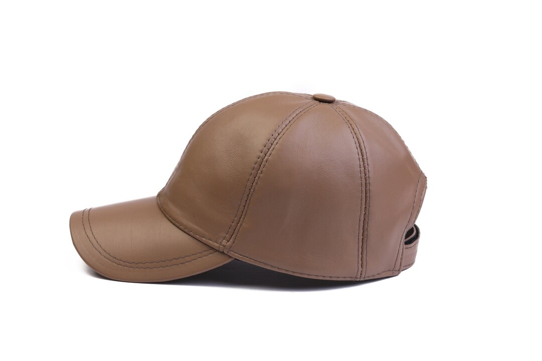 Milky Brown Leather Baseball Cap Hatsquare Leather Hat Woman Etsy