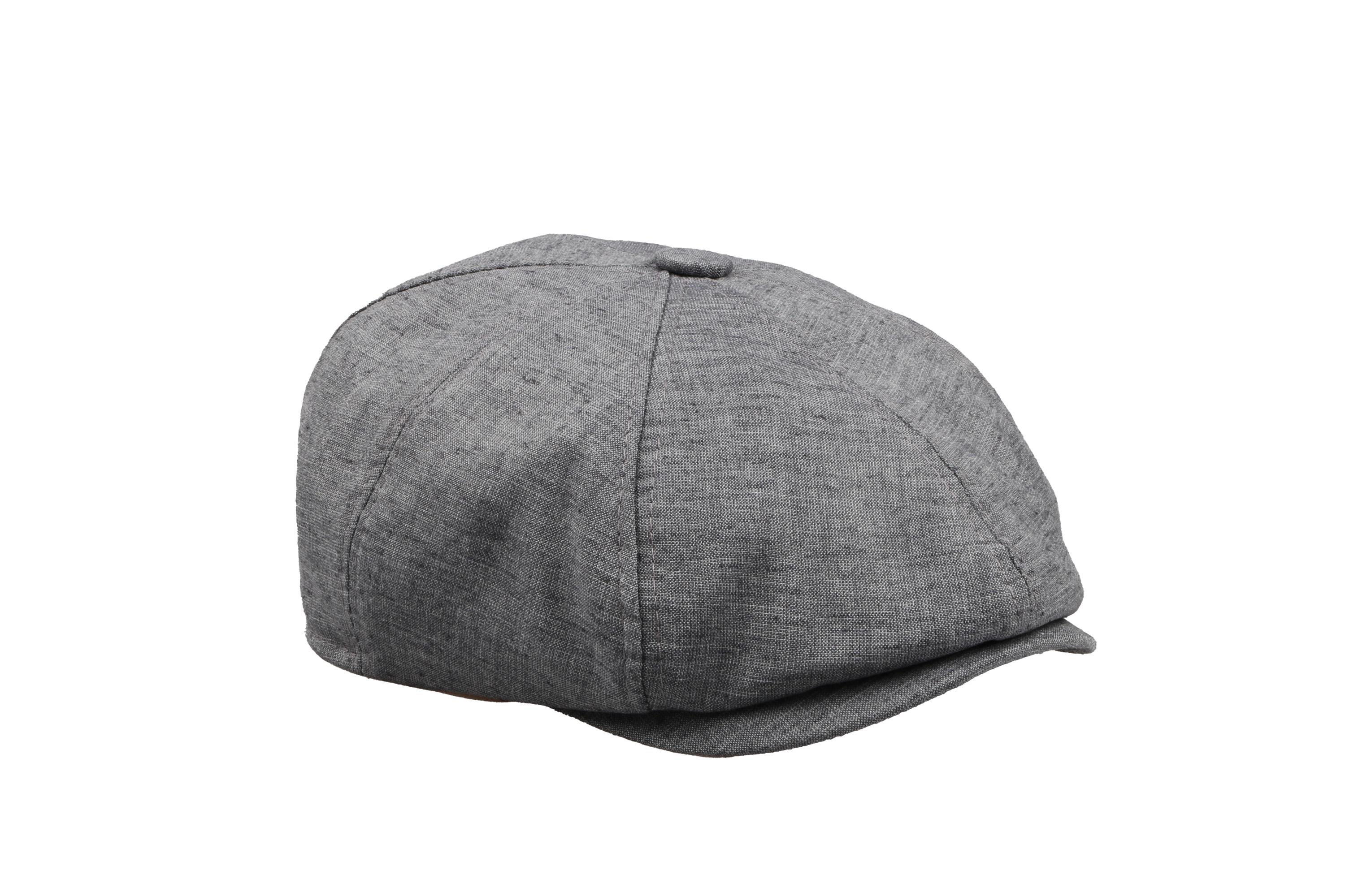 Dark Gray Linen Summer 8 Panel Newsboy Cap, Hatsquare Baker Boy