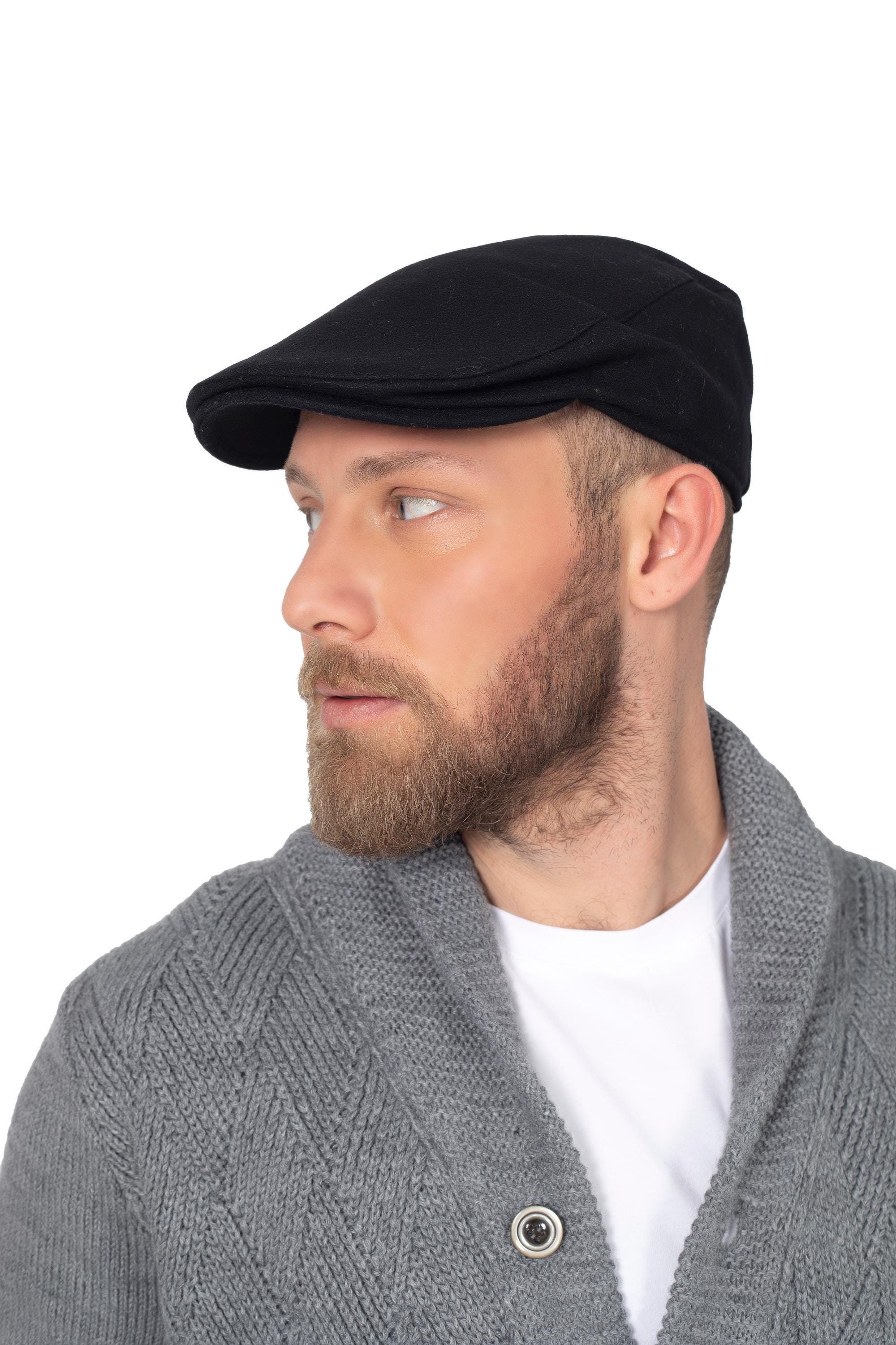 Black 100% Wool One Size Flat Cap, Peaky Blinders Hat