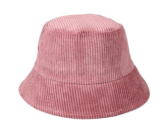 Bob pour femme en velours côtelé rose, Bob douillet d'hiver, Taille unique, Chapeau tendance, Chapeau de pêcheur, Bob chaud pour femme