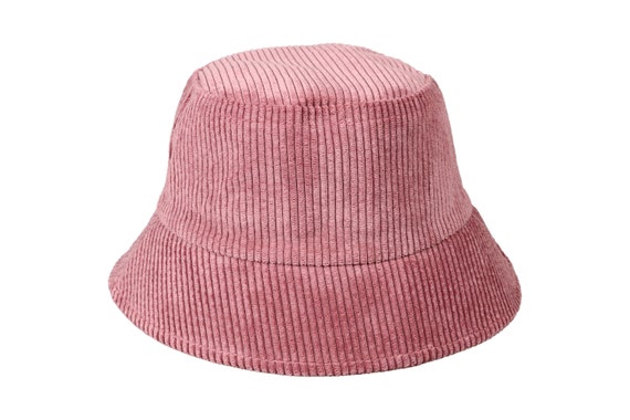 Pink Corduroy Women Bucket Hat, Winter Cozy Bucket Hat, One Size